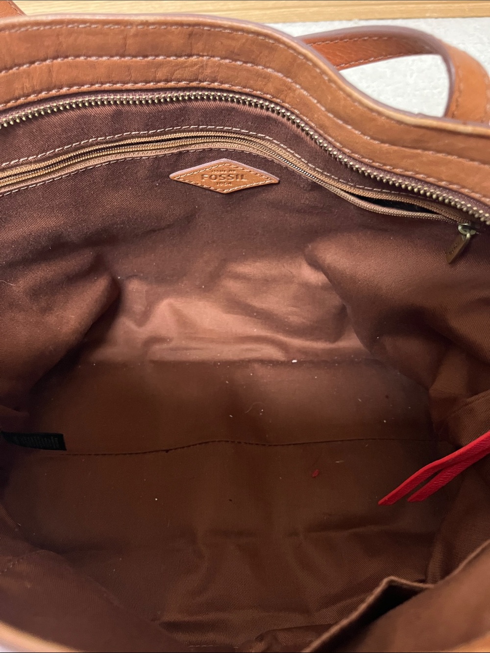 Fossil leather Multicolor Stripe Tote Bag - Brown Trim - Picture 4 of 5